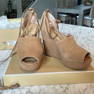 Michael Kors khaki suede wedges size 6